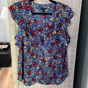 Ann Taylor colorful blouse with ruffles
